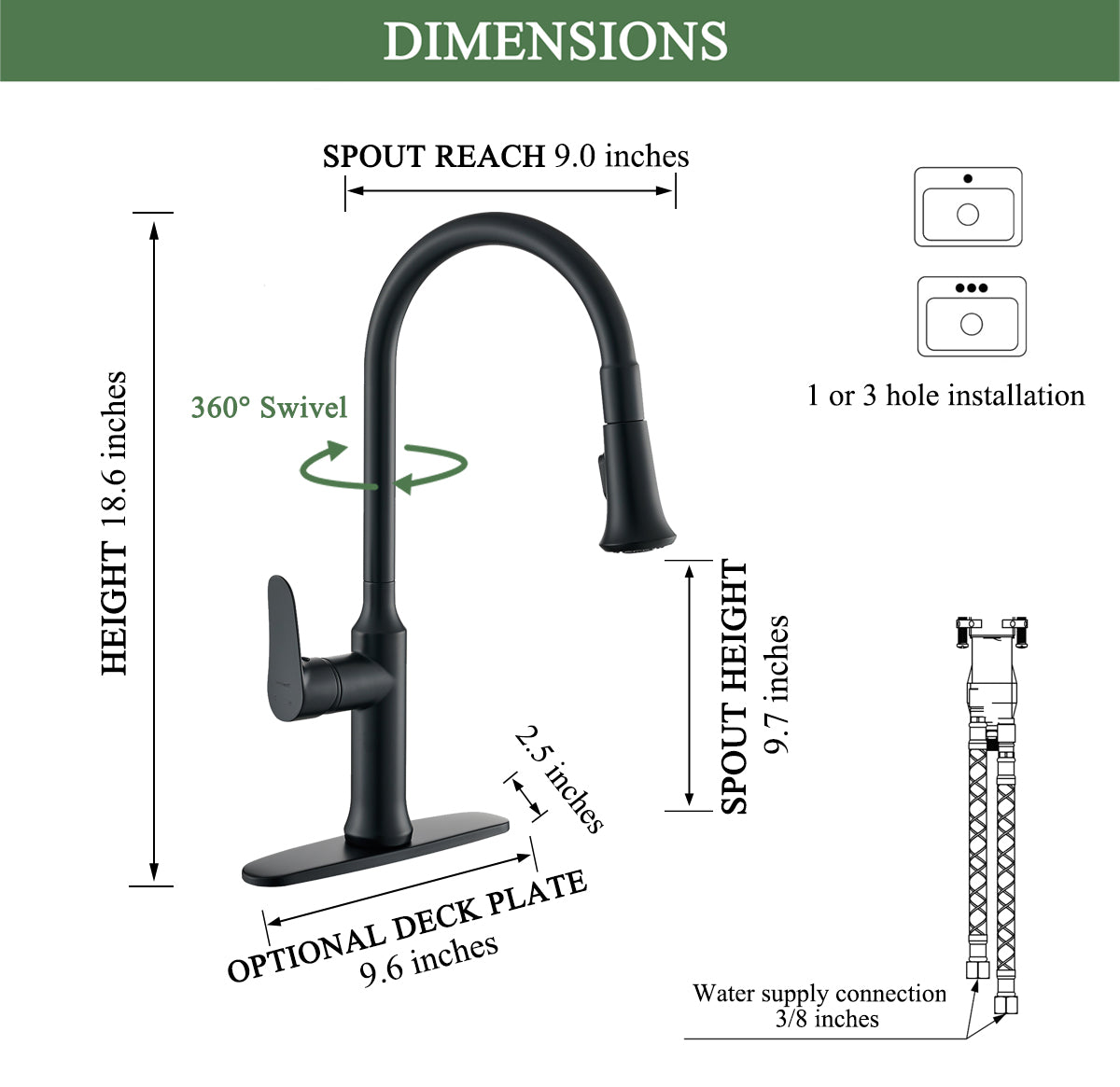 Matte Black Kitchen Faucet with Pull Out Sprayer