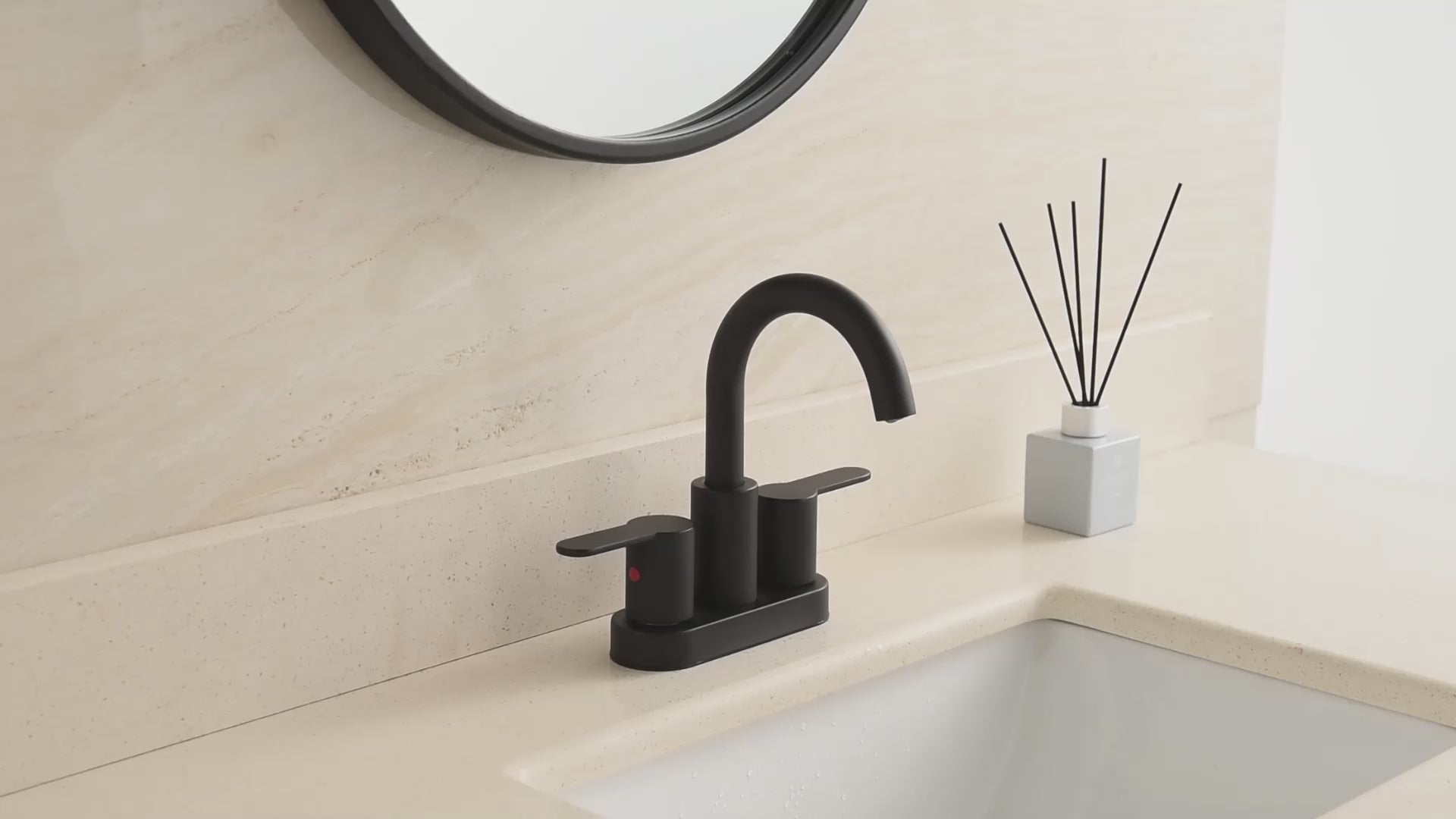 4 Inch Matte Black Bathroom Centerset Faucet with Pop-up Drain