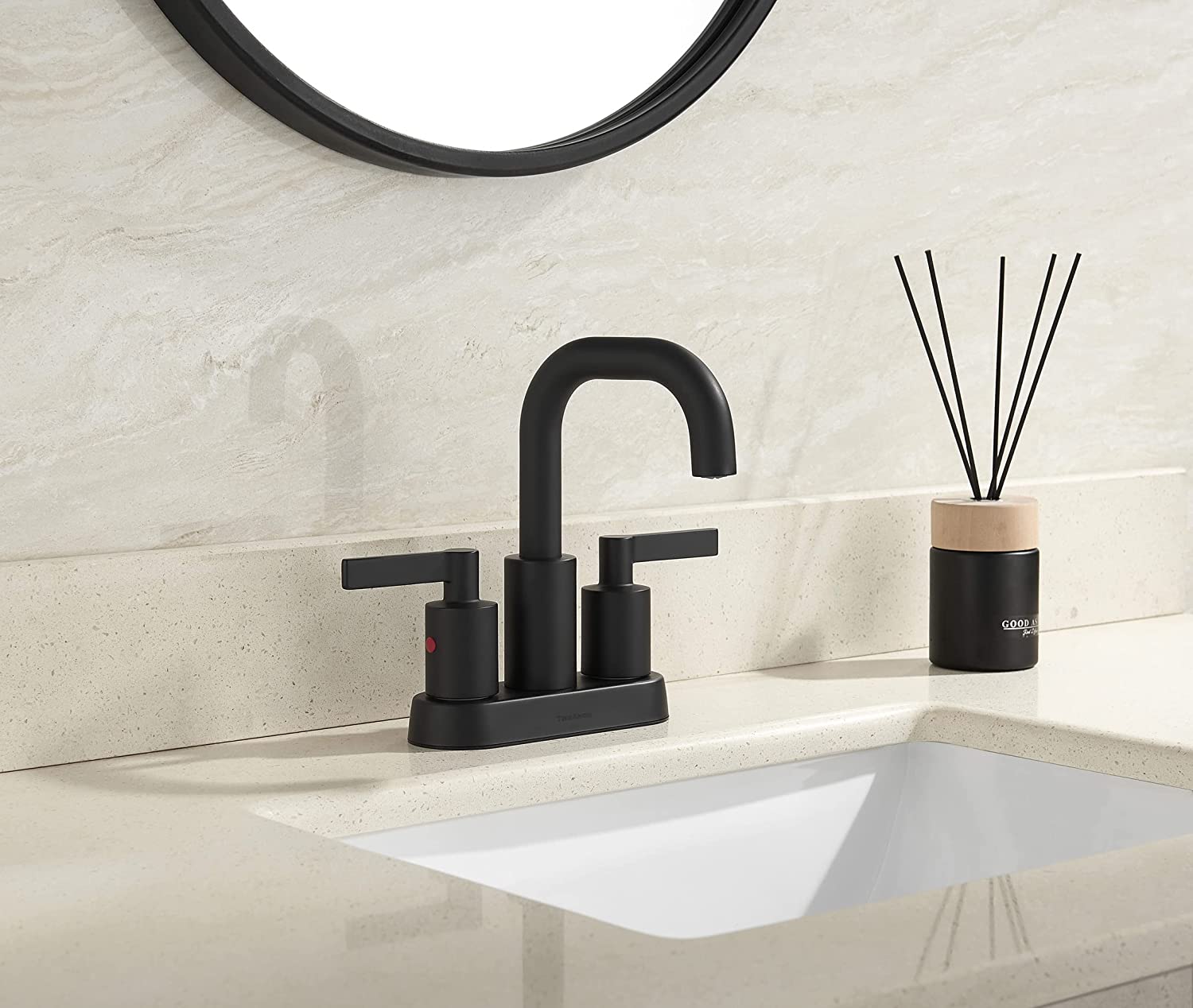 4 Inch Matte Black Bathroom Centerset Faucet with Pop up Drain