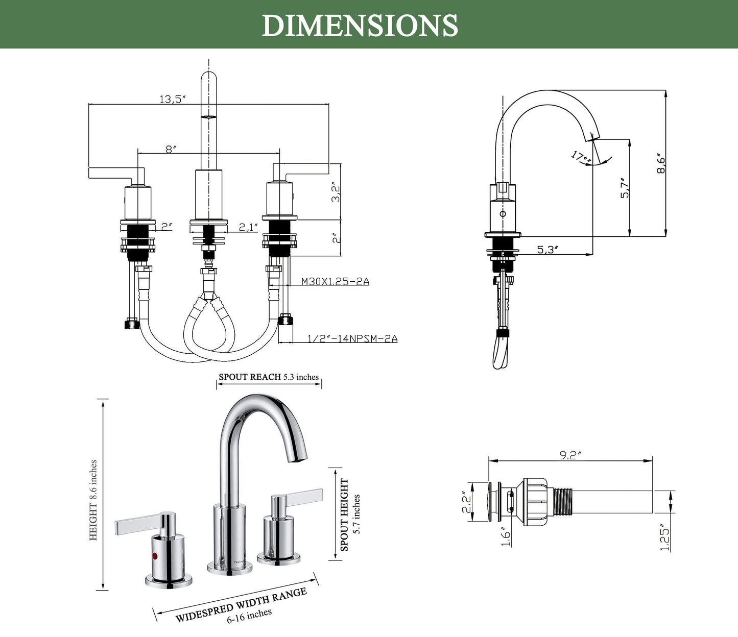 8 Inch Chrome Widespread Bathroom Faucet