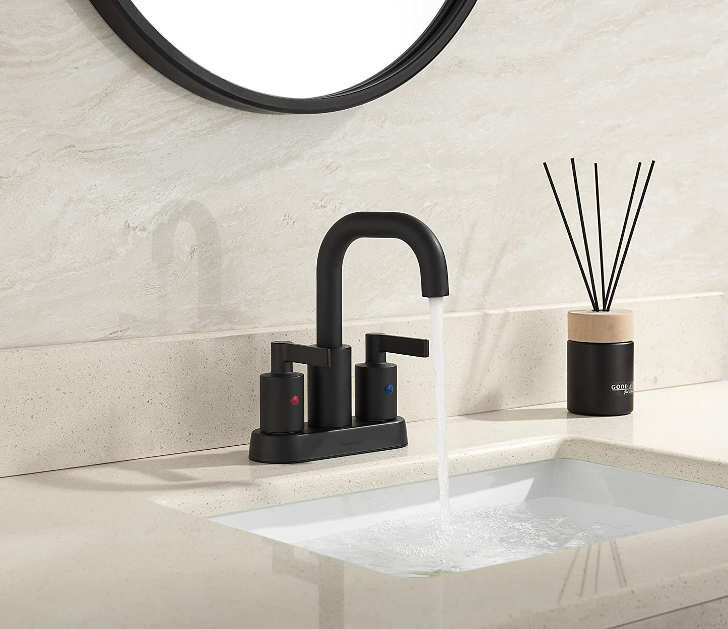 4 Inch Matte Black Bathroom Centerset Faucet with Pop up Drain