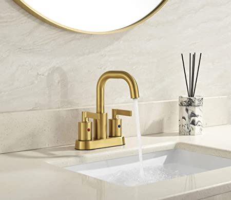 4 Inch Brushed Gold Centerset Bathroom Faucet